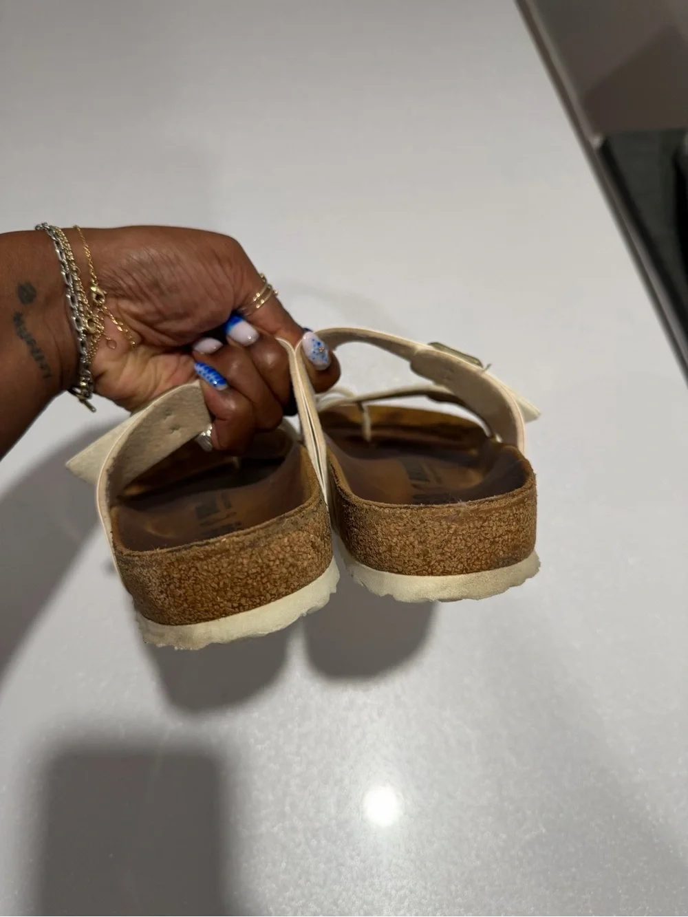 Birkenstock Mayari Sandals — White Patent, Size 40